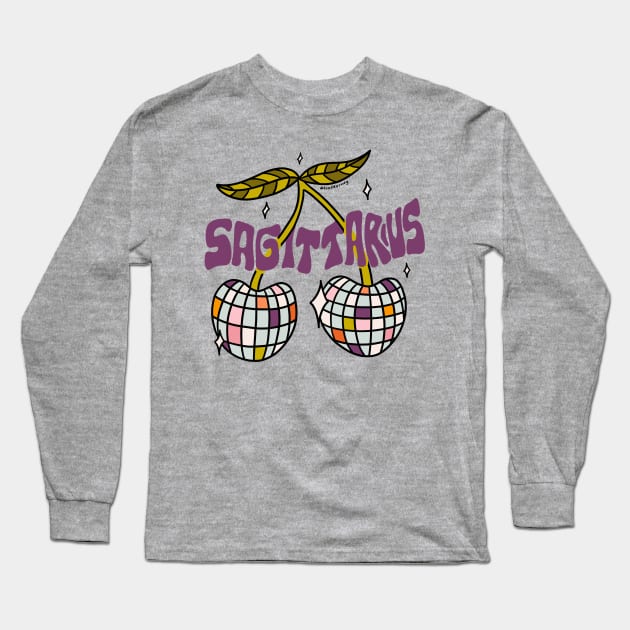 Sagittarius Cherries Long Sleeve T-Shirt by Doodle by Meg